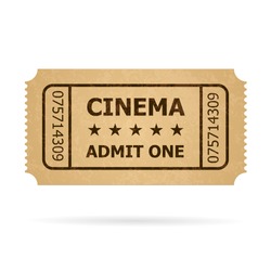 Retro Cinema Ticket. Illustration Of Designer On A White Background.