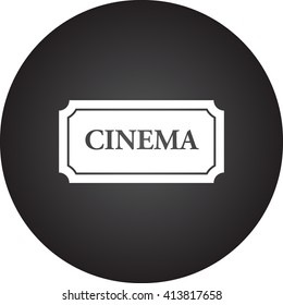 Retro cinema ticket sign simple icon on  background