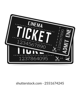 Retro cinema ticket templates. Vector illustration isolated on white. EPS10