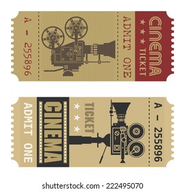 Retro cinema ticket, vector illustration