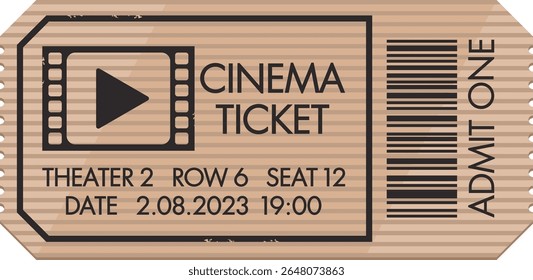 Ilustración vectorial de entradas de cine retro