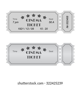 Retro cinema tickets isolated on transparent background, vector illustration