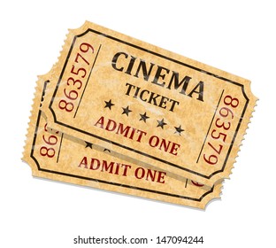 Retro cinema tickets on white background, vector