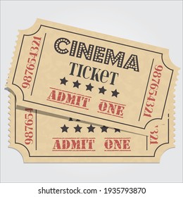 Retro cinema tickets on white background, vector
