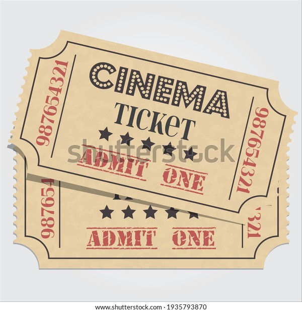 Retro cinema\
tickets on white background,\
vector