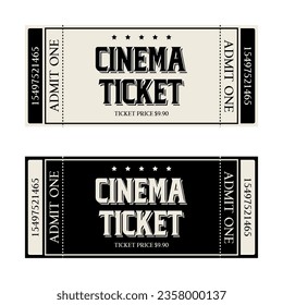 Retro cinema vector ticket on white background. Vector art