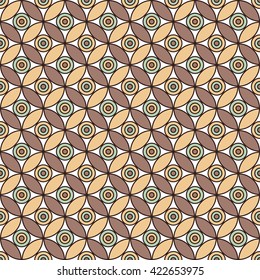 Retro circle abstract geometrical seamless vector pattern in delicate colors.