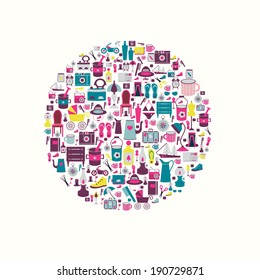 Retro circle design. Collection of flat icon. 