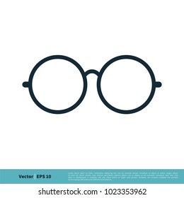 Retro Circle Eyeglasses Icon Vector Logo Template Illustration Design. Vector EPS 10.