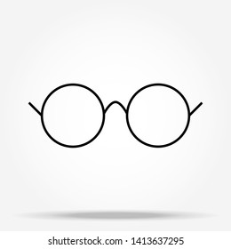 Retro Circle Eyeglasses Icon Vector Logo Template