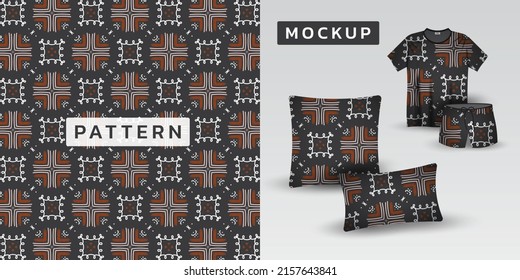 Retro circle fabric pattern and mockup Vector illustration