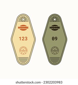 Retro Circle Home Keychain Vector Template