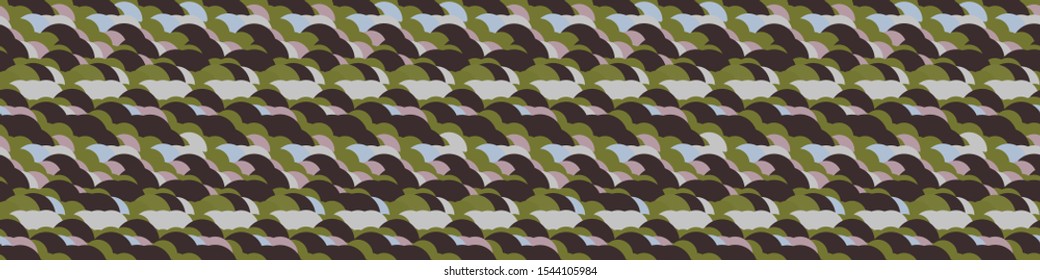 Retro Circle Mosaic Tile Seamless Border Pattern. Hand Drawn Textured Geo Background. Retro 1960s Style Tiled Kitchen Ribbon Trim, Packaging, Wallpaper. Color Block Transparent Banner. Vector Eps 10 