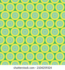 Retro circle seamless abstract background. Blue and yellow circle basic background.