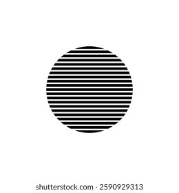 A retro circle sun with horizontal lines, showcasing a vintage design from the eighties and nineties in a bright and bold style.