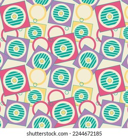 Retro circle Triangle geometric pattern with cloth texture vector 