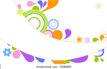 retro circles and flowers frame vector illustration