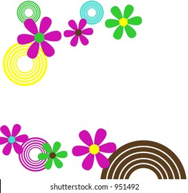 retro circles and flowers vector illustration