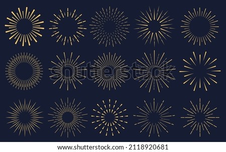 Retro circles with radiant ornament. Geometric discs shaped with star lines and sunbursts with whimsical abstract vector design.