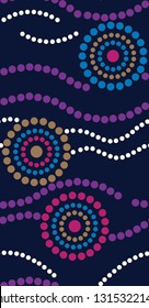 Retro Circles  Wallpaper Pattern on navy