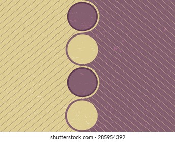 Retro circles with waves and violet lines 