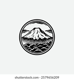 Retro Circular Mountain Vector logo
