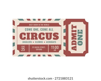 Retro Circus Admite Una Entrada. Vector. 