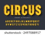 Retro circus alphabet design, cabaret, fairy LED lamps letters and numbers. Original design