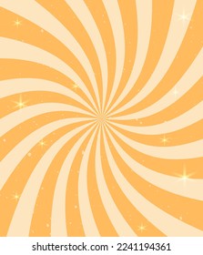 Retro circus background with curved rays. Old paper. Vintage background with grunge texture and shining stars.
