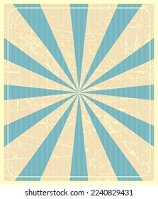 Retro circus background with rays. Old paper. Vintage background with frame and grunge texture.