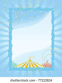  A retro circus. Blue  background for a poster