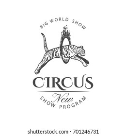 Retro circus label isolated on white background.