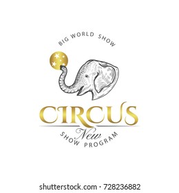 Retro circus label isolated on white background.