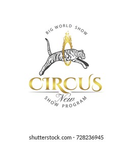 Retro circus label isolated on white background.