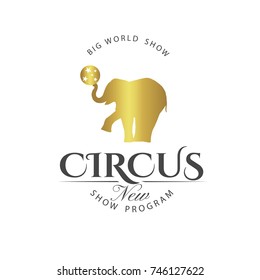 Retro circus label isolated on white background.
