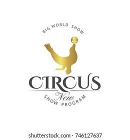 Retro circus label isolated on white background.