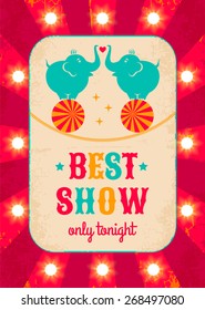 Retro circus poster with elephants 