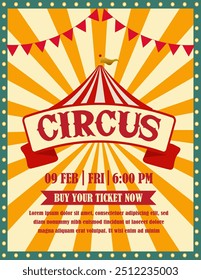 Afiche de circo retro. Invitación para espectáculo de magia de circo