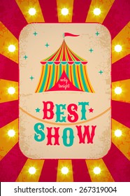 Retro circus poster with tent