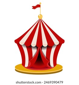 Retro circus tent with flag. Carnival, show, performance. Vector illustration.