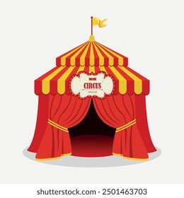 Retro Circus tent with flag. Carnival. Vector illustration