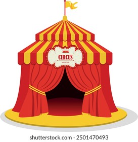 Tienda de Circo retro con bandera. Carnaval. Ilustración vectorial