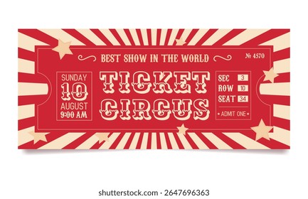 Projeto de ingresso de circo retrô, convite brilhante para o show