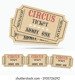 Retro circus ticket and empty ticket. Craft circus ticket.