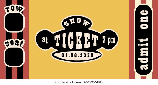 Retro Circus Ticket. Vector Template for Show Entry