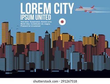 Retro City Background -Vector Illustration