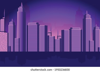 Retro City Night Background Vector Design Stock Vector (Royalty Free ...