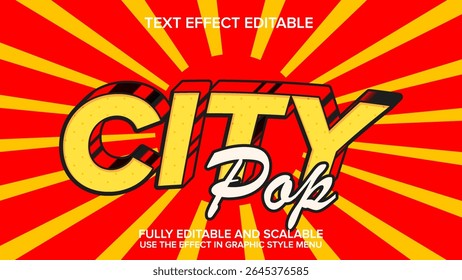 retro city pop text effect vector editable