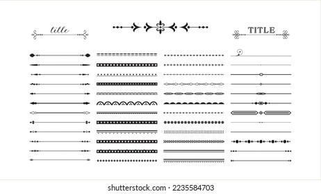 Retro and classic _Vintage antique decorated ruled underline set _ Simple illustration vector material _ black