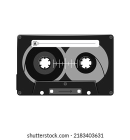 Retro Classic Black Cassette Tape Clip Art Rainbow Colors Record Music Radio Audio Vintage Cute Case Illustration.